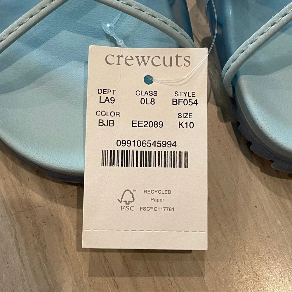 Crewcuts Girls Cross Strap Pool Slides Sandals Vacation Blue Jelly Belly K10